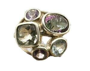 EUC Silpada Rock Candy Cluster MULTI-GEM Sterling Silver 925 Cocktail Ring Sz 7